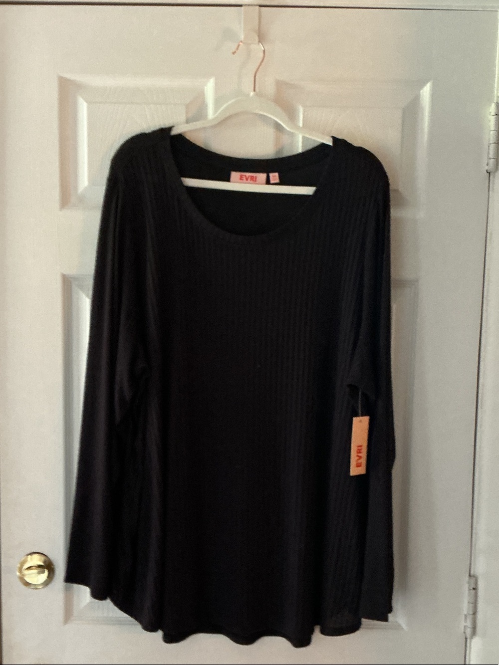 EVRI Black Ribbed Long-Sleeve Women's Sweater